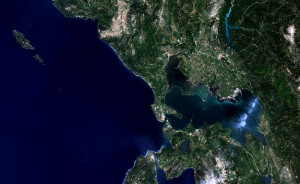 Снимок северо-западного района Греции, сделанный одним из спутников проекта Landsat