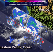 Снимок тропической депрессии 12E, полученный спутником
