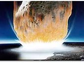 Художественное представление падения астероида на Землю