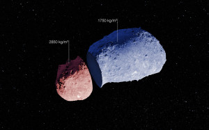 Иллюстрация, демонстрирующая разность плотностей астероида Итокавы