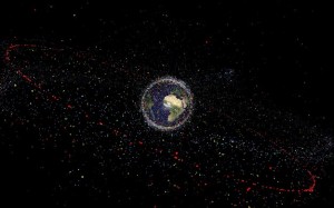 Ореол Земли, представленный космическим мусором
