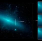 Снимки галактики М82, сделанные космическим телескопом «Спитцер» до и после взрыва сверхновой SN 2014J