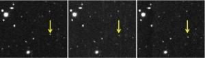 Движение карликовой планеты 2012 VP113 по отношению к статичному фону звезд и галактик