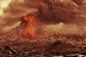 Извержение вулкана на Венере в представлении художника