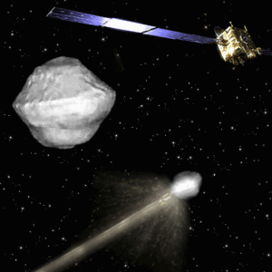 Съёмка во время космической миссии к астероиду