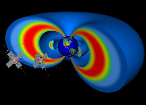 Спутники NASA «Van Allen Probes» исследуют радиационные пояса Ван Аллена (художественная интерпретация)