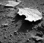 Горная порода «австралийской» формы, обнаруженная марсоходом «Curiosity» 7 апреля 2014 года