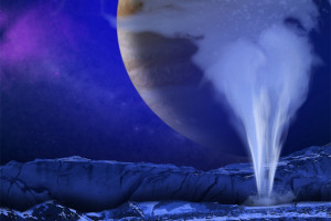 «Гейзеры» водяного пары Европы (спутника Юпитера) в представлении художника