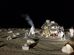 «Morpheus» на участке, моделирующем поверхность Луны, в Kennedy Space Center после испытания