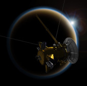 АМС «Кассини» вблизи Титана в представлении художника