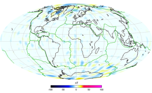 Карта магнитного поля коры Земли