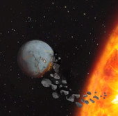Процесс «поглощения» звездой скалистой планеты (в представлении художника)