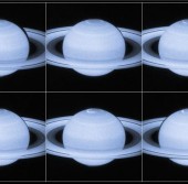 Серия снимков полярных сияний в районе Северного полюса Сатурна