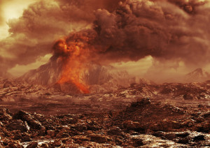 Вулканическая активность на Венере в представлении художника