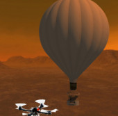 Беспилотная реактивная лаборатория Titan Aerial Daughtercraft, предназначенная для исследования поверхности и атмосферы Титана, в представлении художника