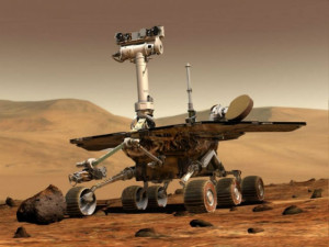 Марсоход Curiosity на Красной планете в представлении художника
