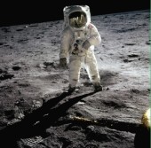 Buzz Aldrin Walking on the Moon