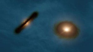 Протопланетные диски бинарной звездной системы HK Tauri в представлении художника