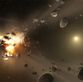 Разрушение астероида в представлении художника