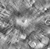 Тепловая карта марсианского ударного кратера Graterri, диаметром 6,39 км