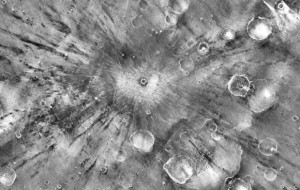 Тепловая карта марсианского ударного кратера Graterri, диаметром 6,39 км