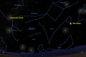 Карта ночного неба с указанием радианта метеорного потока Персеиды