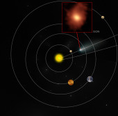 Примерное расположение кометы ISON в нашей Солнечной системе на момент наблюдений ALMA