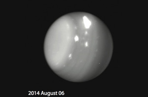Снимок бурь на Уране, сделанный 6 августа 2014 года