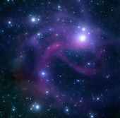 Space galaxy, blue stars background