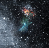 A 1700-year-old pulsar and its nebula, located about 17,000 light years from Earth.